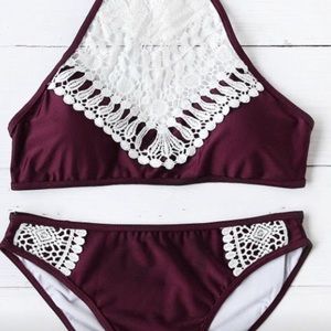 Burgundy and Lace Bikini